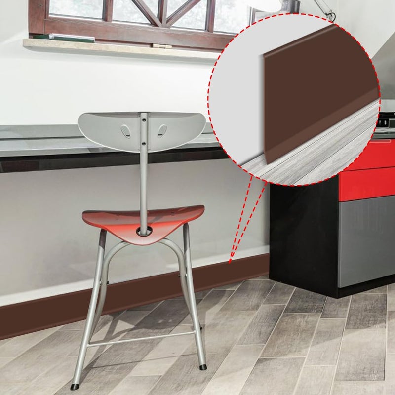 LSGCQ Flexible Baseboard Molding Trim 4 Inch x 20 Feet Self-Adhesive Vinyl Wall Base Peel and Stick Cove Base Rubber Wall Base Moulding Trim (Coffee) - Image 3